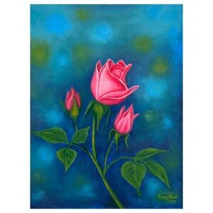 Tony Neri Original Rose Painting on Canvas